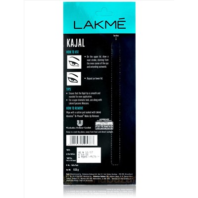 Натуральная подводка для глаз Каджал Айконик, 0.35 г, производитель Лакме; Kajal Eyeconic, 0.35 g, Lakme